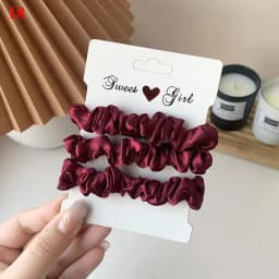 3pcs/set Woman Silk Hair Scrunchies Set Solid Color Rubber Band Girls Hair Ties Hair Accessories Women Hairband Ponytail Holders