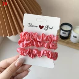 3pcs/set Woman Silk Hair Scrunchies Set Solid Color Rubber Band Girls Hair Ties Hair Accessories Women Hairband Ponytail Holders