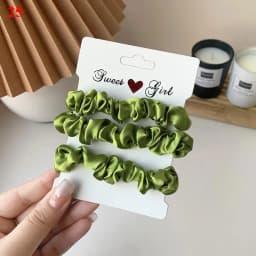 3pcs/set Woman Silk Hair Scrunchies Set Solid Color Rubber Band Girls Hair Ties Hair Accessories Women Hairband Ponytail Holders