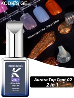 KODIES GEL Diamond Top Coat for Nail Varnish 15ML Super Shine UV Gel Nail Polish Soak Off Semi Permanent Glitter Topcoat No Wipe