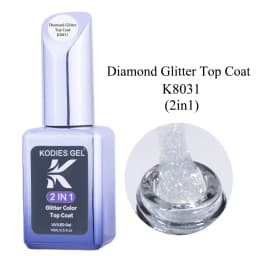 KODIES GEL Diamond Top Coat for Nail Varnish 15ML Super Shine UV Gel Nail Polish Soak Off Semi Permanent Glitter Topcoat No Wipe