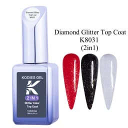 KODIES GEL Diamond Top Coat for Nail Varnish 15ML Super Shine UV Gel Nail Polish Soak Off Semi Permanent Glitter Topcoat No Wipe