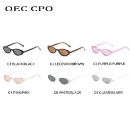 OEC CPO Sexy Small Oval Women's Sunglasses 2025 New Fashion Leopard Brown Hot Sun Glasses Female Retro Colorful Shade Eyeglass