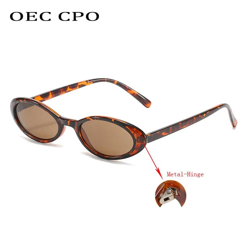 OEC CPO Sexy Small Oval Women's Sunglasses 2025 New Fashion Leopard Brown Hot Sun Glasses Female Retro Colorful Shade Eyeglass