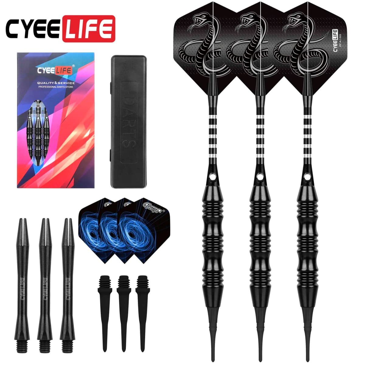 CyeeLife 20g 3pcs Tip Darts Aluminum Shaft Electronic Plastic Dartboard Indoor Outdoor Games Family Bar Entertainment