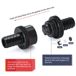 6 Size 4MM / 6MM / 8MM / 10MM / 12MM / 16MM Non Return One Way Fuel Check Valve Aluminum Alloy Petrol Diesel