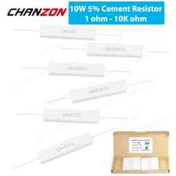 10Pcs/Pack 5W 10W 20W Ceramic Wirewound Resistor 0.1 0.15 0.5 2 15 20 25 30 33 100 330 1K 20K Ohm 5 10 20 Watt Cement Resistance