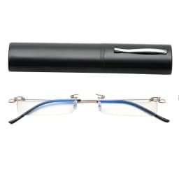 Sighttoo Anti-Blue Light Rimless Reading Glasses New Readers Ultralight Coating Frameless Glasses Reading With Pen Tube Case Men