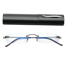 Sighttoo Anti-Blue Light Rimless Reading Glasses New Readers Ultralight Coating Frameless Glasses Reading With Pen Tube Case Men