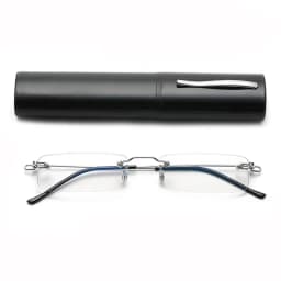 Sighttoo Anti-Blue Light Rimless Reading Glasses New Readers Ultralight Coating Frameless Glasses Reading With Pen Tube Case Men