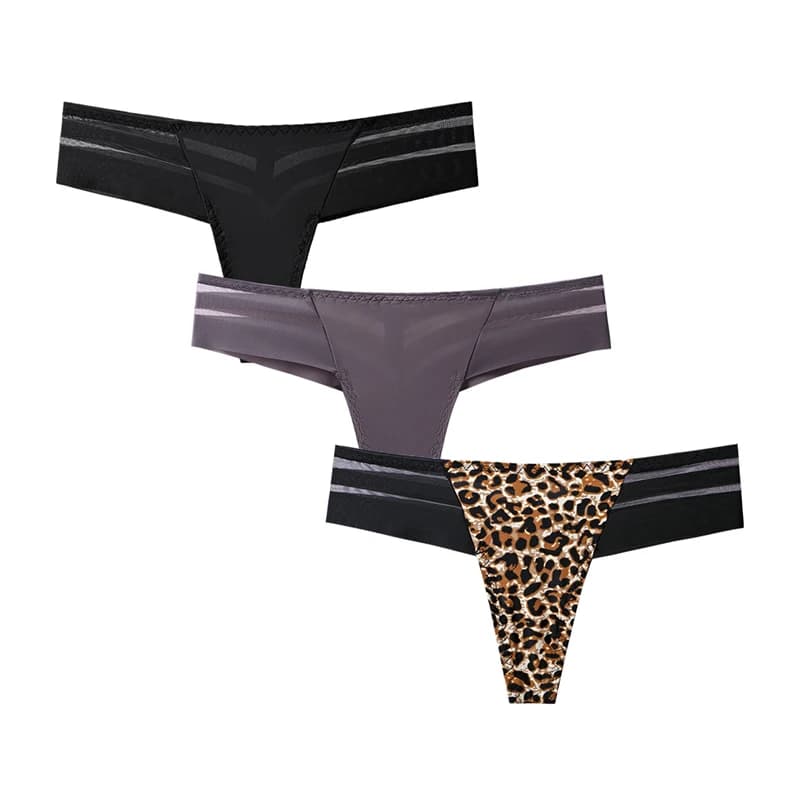 3 Pcs Women's Panties Intimates Underwear Thongs Sexy Lingerie Sports Female Tanga For Woman Ice Silk Seamless Panties For Women