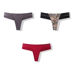 3 Pcs Women's Panties Intimates Underwear Thongs Sexy Lingerie Sports Female Tanga For Woman Ice Silk Seamless Panties For Women