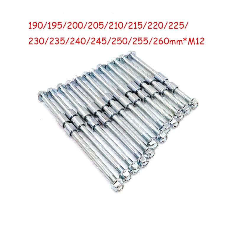Motorcyle M12 Axle 12mm 190mm 210mm 225mm-260mm Front Rear wheel hub Axle shaft axis sleeve For PIT PRO Trail Dirt Bike QUAD ATV