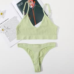 Women Seamless Bra And Panties Set U-Shape Back Crop Top Low Rise Thong Comfort Bralette Female Underwear Sexy Lingerie Set