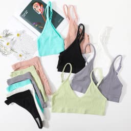 Women Seamless Bra And Panties Set U-Shape Back Crop Top Low Rise Thong Comfort Bralette Female Underwear Sexy Lingerie Set