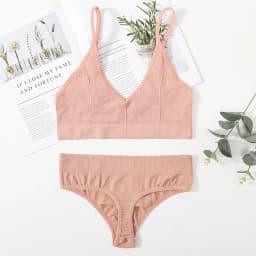 Women Seamless Bra And Panties Set U-Shape Back Crop Top Low Rise Thong Comfort Bralette Female Underwear Sexy Lingerie Set