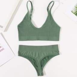 Women Seamless Bra And Panties Set U-Shape Back Crop Top Low Rise Thong Comfort Bralette Female Underwear Sexy Lingerie Set