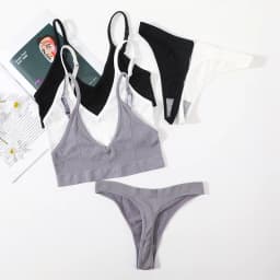 Women Seamless Bra And Panties Set U-Shape Back Crop Top Low Rise Thong Comfort Bralette Female Underwear Sexy Lingerie Set
