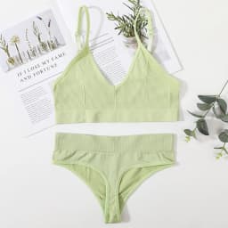 Women Seamless Bra And Panties Set U-Shape Back Crop Top Low Rise Thong Comfort Bralette Female Underwear Sexy Lingerie Set