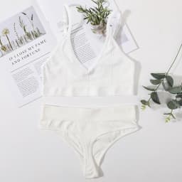 Women Seamless Bra And Panties Set U-Shape Back Crop Top Low Rise Thong Comfort Bralette Female Underwear Sexy Lingerie Set