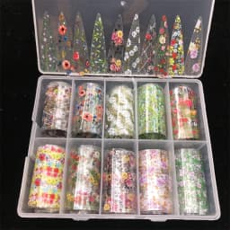 New Flower Nail Foils for Transfer Paper Stickers Floral Adhesive Fruit Nails Wraps Fish DIY Water Marble Nail Art Decorations