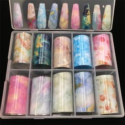 New Flower Nail Foils for Transfer Paper Stickers Floral Adhesive Fruit Nails Wraps Fish DIY Water Marble Nail Art Decorations