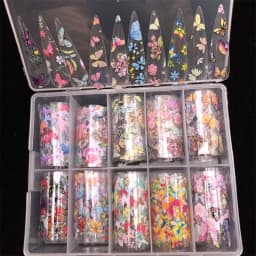 New Flower Nail Foils for Transfer Paper Stickers Floral Adhesive Fruit Nails Wraps Fish DIY Water Marble Nail Art Decorations