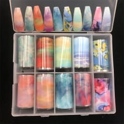 New Flower Nail Foils for Transfer Paper Stickers Floral Adhesive Fruit Nails Wraps Fish DIY Water Marble Nail Art Decorations
