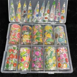 New Flower Nail Foils for Transfer Paper Stickers Floral Adhesive Fruit Nails Wraps Fish DIY Water Marble Nail Art Decorations
