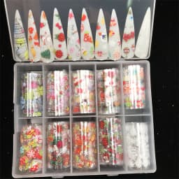 New Flower Nail Foils for Transfer Paper Stickers Floral Adhesive Fruit Nails Wraps Fish DIY Water Marble Nail Art Decorations