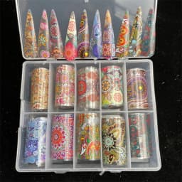 New Flower Nail Foils for Transfer Paper Stickers Floral Adhesive Fruit Nails Wraps Fish DIY Water Marble Nail Art Decorations