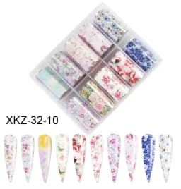 New Flower Nail Foils for Transfer Paper Stickers Floral Adhesive Fruit Nails Wraps Fish DIY Water Marble Nail Art Decorations