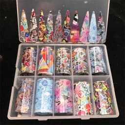 New Flower Nail Foils for Transfer Paper Stickers Floral Adhesive Fruit Nails Wraps Fish DIY Water Marble Nail Art Decorations