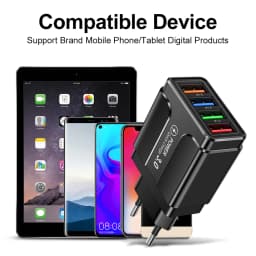 4 Ports Quick Charge 3.0 Wall Fast Charger Adapter Micro USB Fast Data Sync Charger Cable for Samsung Xiaomi Huawei Mobile Phone
