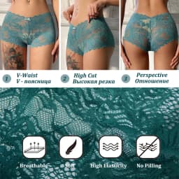 3PCS Women Sexy Lace Panties Floral Perspective Uderwear Solid Color Intimates Boyshort Female V-Waist Breathablle Soft Lingerie