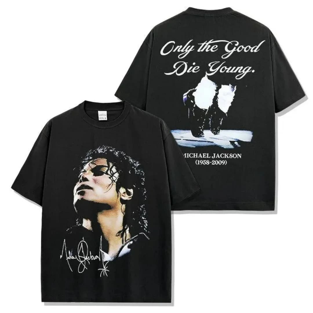 Vintage Michael Jackson Music Tee Vintage Rock retro T-shirt Summer Pure cotton Men's T-Shirt Kid's Clothing Tee Y2k Woman 