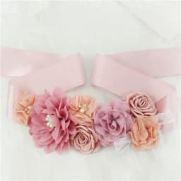 Pink White Blue Purple Fashion Flower Wedding Belts Pearl Bow Wedding Dress Belt Bridal Ribbon Sash Belt Party Bridesmaid Dress