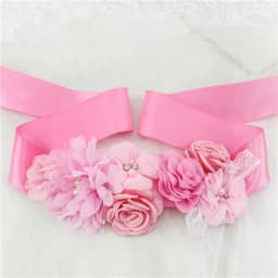 Pink White Blue Purple Fashion Flower Wedding Belts Pearl Bow Wedding Dress Belt Bridal Ribbon Sash Belt Party Bridesmaid Dress