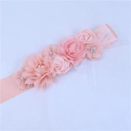 Pink White Blue Purple Fashion Flower Wedding Belts Pearl Bow Wedding Dress Belt Bridal Ribbon Sash Belt Party Bridesmaid Dress