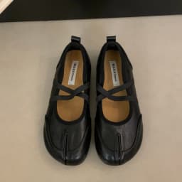 Bailamos Women Flat Women's Square Toe Retro Single Shoes One Word Buckle Shallow Mouth Mary Jane Shoes Split Toe Shoes Sandals
