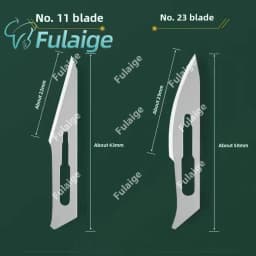Dental Surgical Scalpel Handle No.3/4 with Blades No.11/23 Stainless Steel Carbon Steel Dissection Cutting Tool for Oral Surgery