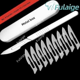 Dental Surgical Scalpel Handle No.3/4 with Blades No.11/23 Stainless Steel Carbon Steel Dissection Cutting Tool for Oral Surgery