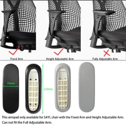 Arms Pads Caps Replacement for Herman Miller Sayl Office Home Computer Chair Armrest accessories Black and Gray Color 1 Pair