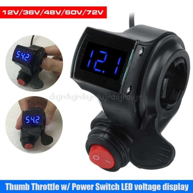 1 Set Electric Vehicle Voltage Display Switch Handle Finger Thumb Throttle Scooter with Power LED Display Handlebar GripsJu24 21
