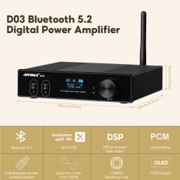 AIYIMA D03 Bluetooth Amplifier 150Wx2 Stereo HiFi Sound Amplificador Subwoofer Amplifiers USB DAC OLED APTX DIY 2.1 Home Audio