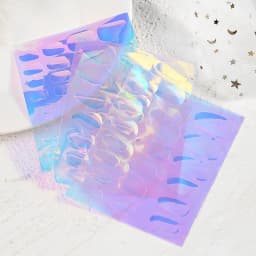 Sparkly Holographic Aurora Nail Foil Stickers Ice Cube Broken Paper Effect Summer Cellophane Decoration Wraps for Glass Nails