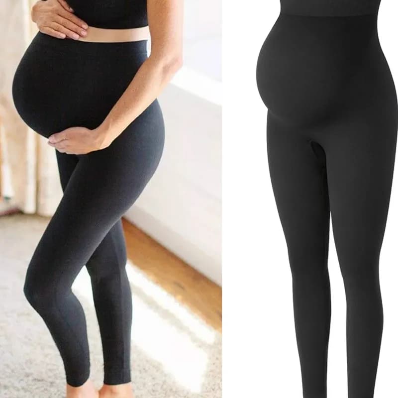 High Waist Pregnancy Leggings Skinny Maternity Clothes for Pregnant Women Belly Support Knitted Leggins Body Shaper Trousers