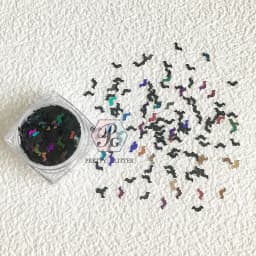 PrettyG 1 Box 5mm Halloween Laser Black Color Bat Shape Size Shape Glitter Sequins For DIY Art Makeup Decoration Accessories.