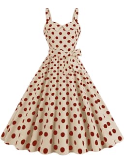 Polka Dot Party Dress Elegant Women Summer Puff Sleeve Square Collar Elastic Waist Vintage Midi Sundress Casual Beach