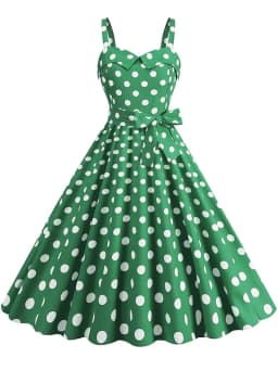 Polka Dot Party Dress Elegant Women Summer Puff Sleeve Square Collar Elastic Waist Vintage Midi Sundress Casual Beach